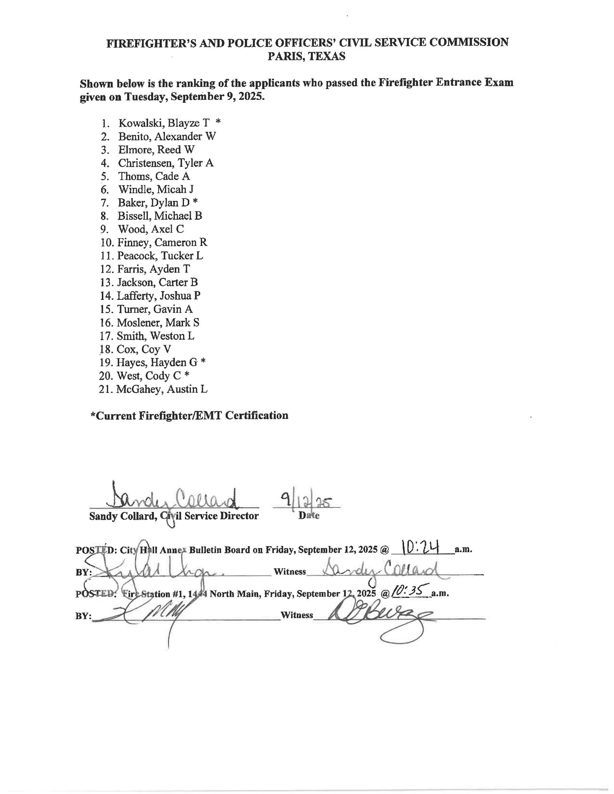 2025-09-12 FF Entrance Examination Results