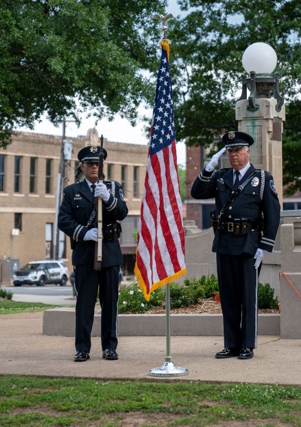 Paris Police Color Guard members post the American flag 05-15-2023
